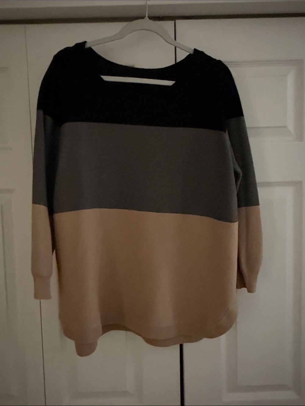 Cyrus Colorblock Boatneck Sweater - Black, Gray & Tan